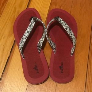 Pink & Black Tropical Flip Flops